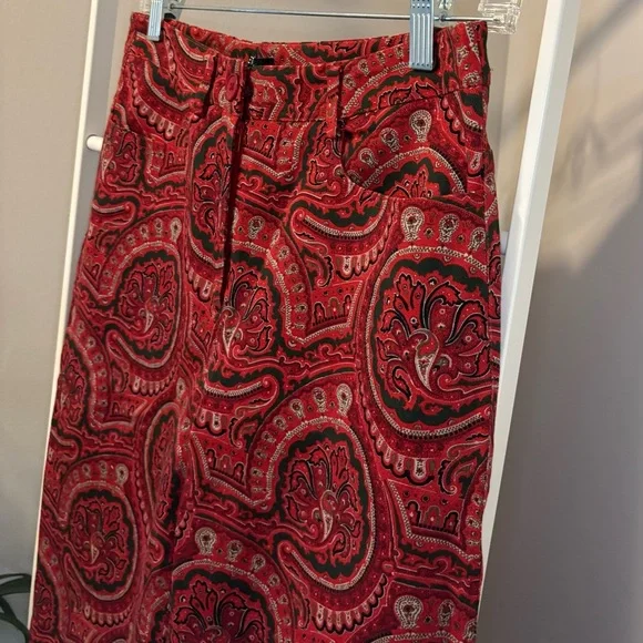 Etcetera Red Paisley Cotton Pants - Picture 5 of 16